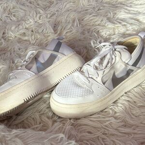 Nike Women's Court Vision Alta TXT Platform Sneakers White Metallic Silver Sz 10